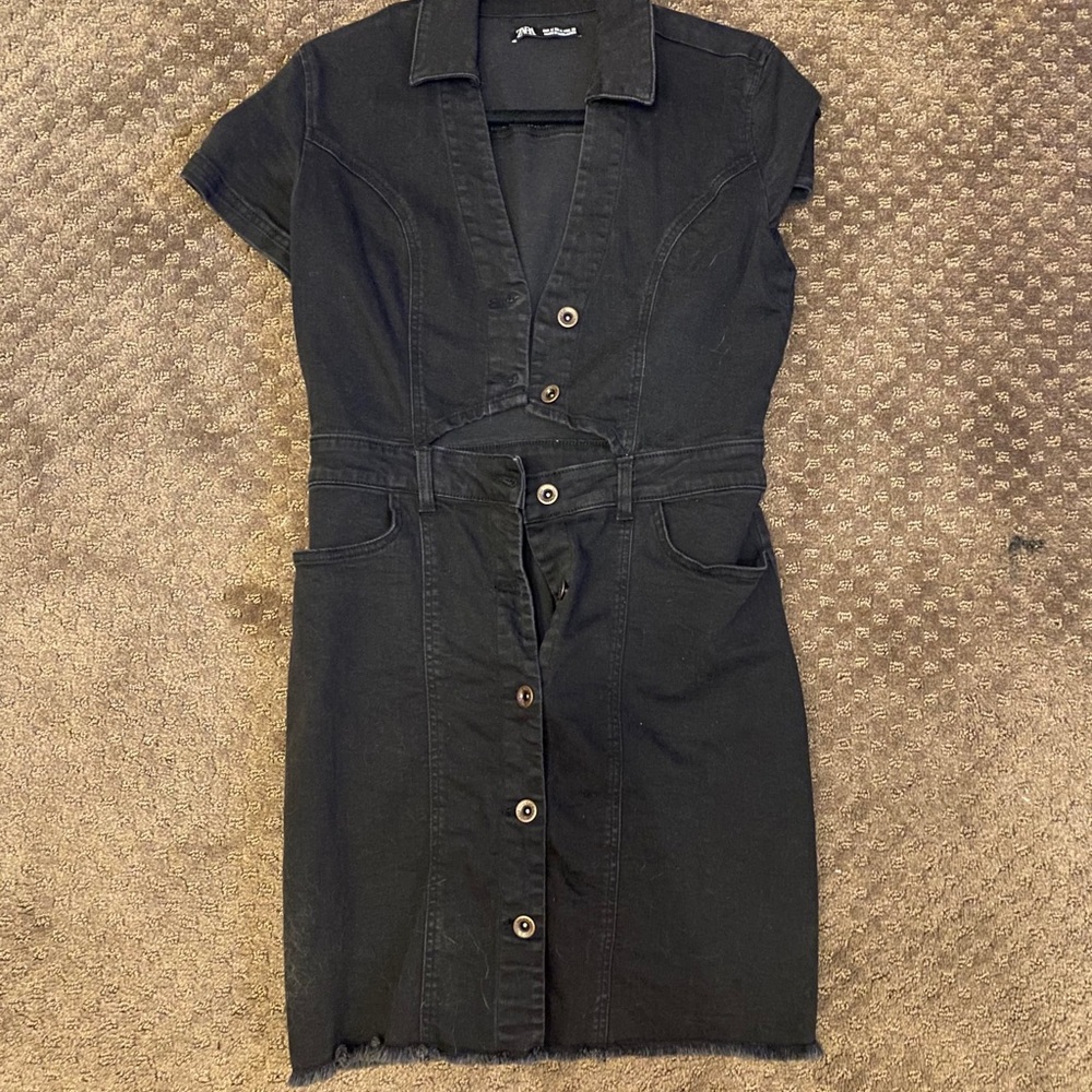 Black denim short sleeve dress from Zara